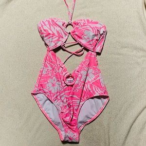 Medium pink floral bathing suit!